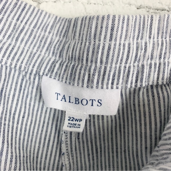 Talbots Striped Linen Cotton Blue White Wide Leg Drawstring Pants 22WP - Picture 6 of 10